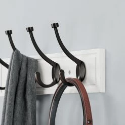 Home Decorators Collection 18 in. White Hook Rack with 4 Oil-Rubbed Bronze Pill Top Hooks -Home Decorators Soldes white home decorators collection hooks 64101 1f 1000
