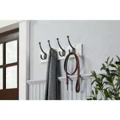 Home Decorators Collection 18 in. White Hook Rack with 4 Oil-Rubbed Bronze Pill Top Hooks -Home Decorators Soldes white home decorators collection hooks 64101 31 1000