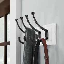 Home Decorators Collection 18 in. White Hook Rack with 4 Oil-Rubbed Bronze Pill Top Hooks -Home Decorators Soldes white home decorators collection hooks 64101 4f 1000