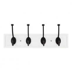 Home Decorators Collection 18 in. White Hook Rack with 4 Oil-Rubbed Bronze Pill Top Hooks