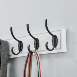 Home Decorators Collection Snap Install 27 in. White Hook Rack with 5 Matte Black Hooks -Home Decorators Soldes white home decorators collection hooks 64151 1f 1000