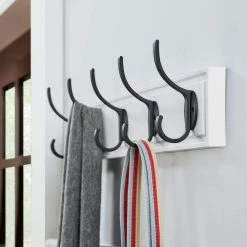 Home Decorators Collection Snap Install 27 in. White Hook Rack with 5 Matte Black Hooks -Home Decorators Soldes white home decorators collection hooks 64151 4f 1000