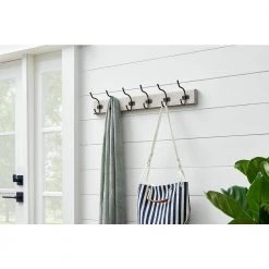 Home Decorators Collection Snap Install 27 in. Farmhouse White Hook Rack with 6 Matte Black Hooks -Home Decorators Soldes white home decorators collection hooks 64181 31 1000