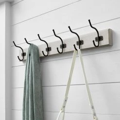 Home Decorators Collection Snap Install 27 in. Farmhouse White Hook Rack with 6 Matte Black Hooks -Home Decorators Soldes white home decorators collection hooks 64181 4f 1000