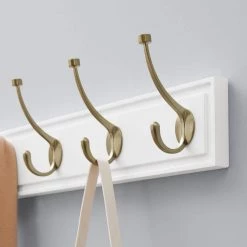 Home Decorators Collection Snap Install 27 in. White Hook Rack with 5 Champagne Bronze Pill Top Hooks -Home Decorators Soldes white home decorators collection hooks 64191 1f 1000