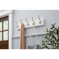 Home Decorators Collection Snap Install 27 in. White Hook Rack with 5 Champagne Bronze Pill Top Hooks -Home Decorators Soldes white home decorators collection hooks 64191 31 1000