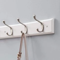 Home Decorators Collection 35 in. White Hook Rack with 6 and Satin Nickel Heavy Duty Hooks -Home Decorators Soldes white home decorators collection hooks 64251 1f 1000