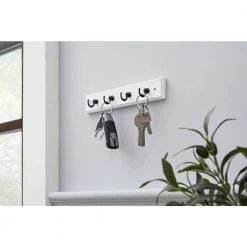 Home Decorators Collection 9 in. White Key Rack with 4 Matte Black Hooks 11 Home Decorators Collection 9 in. White Key Rack with 4 Matte Black Hooks -Home Decorators Soldes white home decorators collection hooks 64321 31 1000