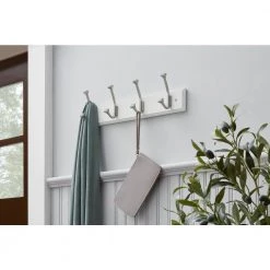 Home Decorators Collection 18 in. White Hook Rack with 4 Satin Nickel Hooks (2-Pack) -Home Decorators Soldes white home decorators collection hooks 64371 31 1000