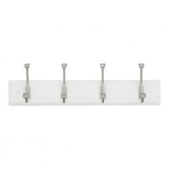 Home Decorators Collection 18 in. White Hook Rack with 4 Satin Nickel Hooks (2-Pack)