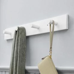 Home Decorators Collection 23 in. White Hook Rack with 4 Peg Hooks -Home Decorators Soldes white home decorators collection hooks 64471 4f 1000