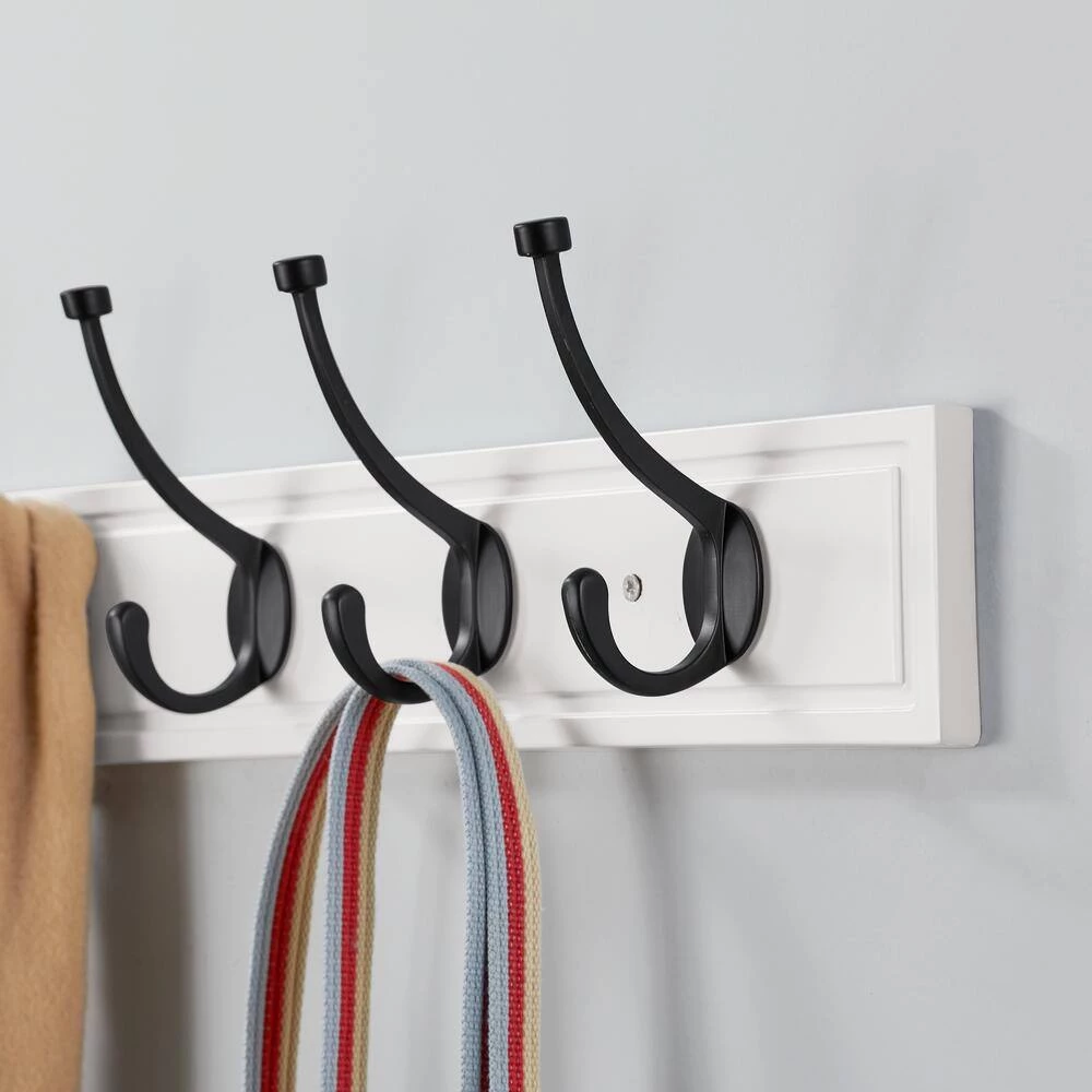 Home Decorators Collection 27 in. White Hook Rack with 5 Matte Black Pilltop Hooks (2-Pack) 6 Home Decorators Collection 27 in. White Hook Rack with 5 Matte Black Pilltop Hooks (2-Pack) - Image 4