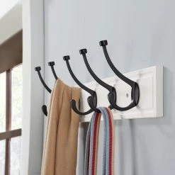 Home Decorators Collection 27 in. White Hook Rack with 5 Matte Black Pilltop Hooks (2-Pack) 9 Home Decorators Collection 27 in. White Hook Rack with 5 Matte Black Pilltop Hooks (2-Pack) -Home Decorators Soldes white home decorators collection hooks 64561 4f 1000
