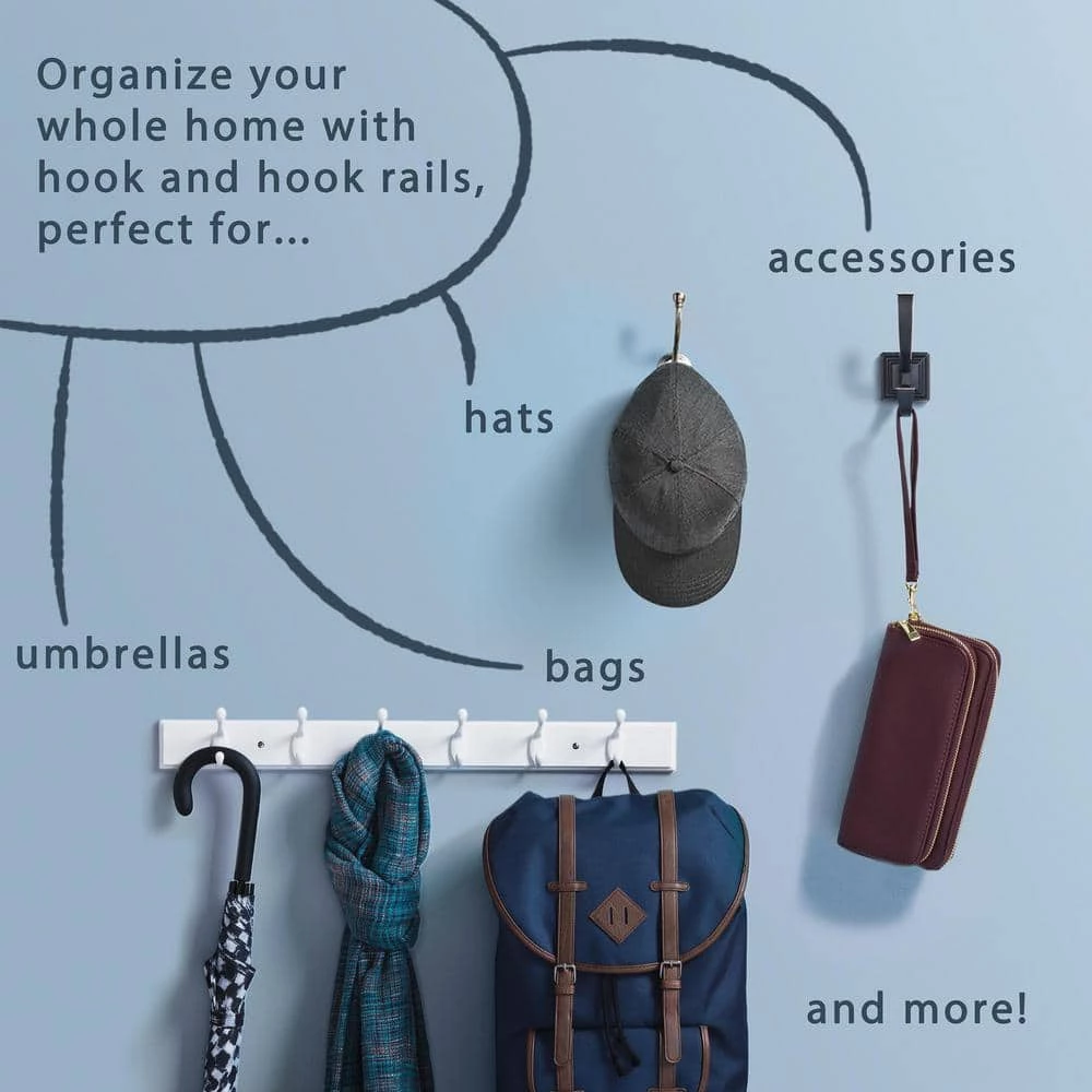 Home Decorators Collection 18 in. L White Hook Rail 7 Home Decorators Collection 18 in. L White Hook Rail - Image 5