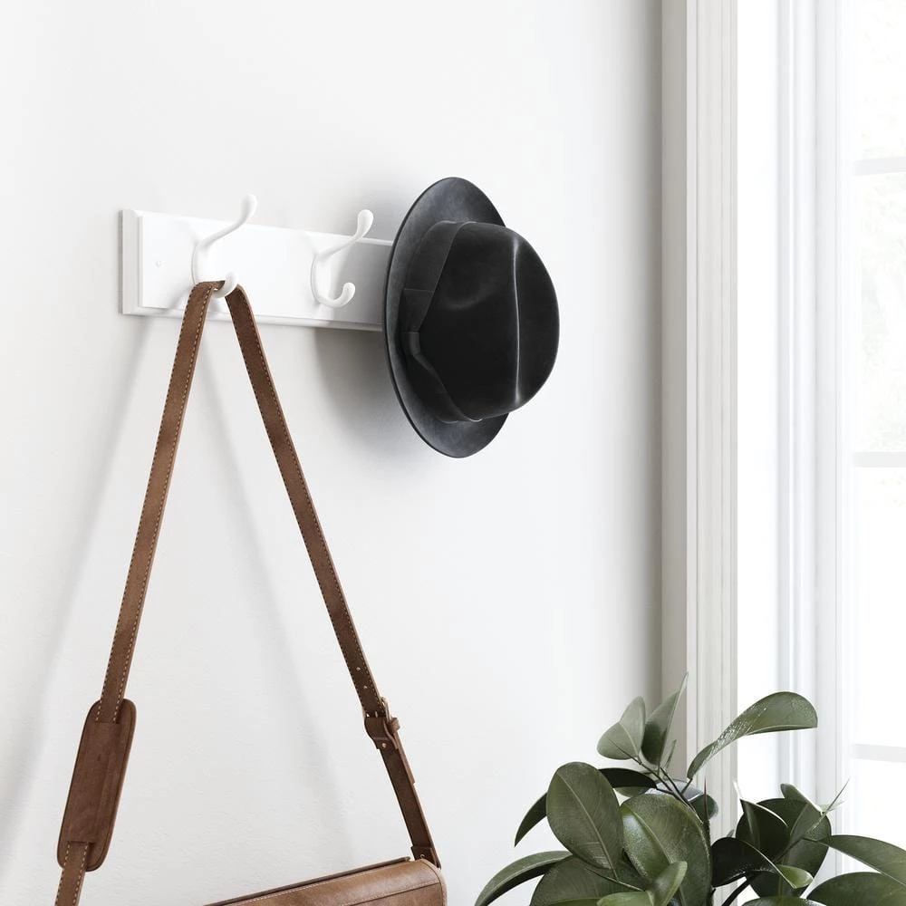 Home Decorators Collection 18 in. L White Hook Rail 4 Home Decorators Collection 18 in. L White Hook Rail - Image 2