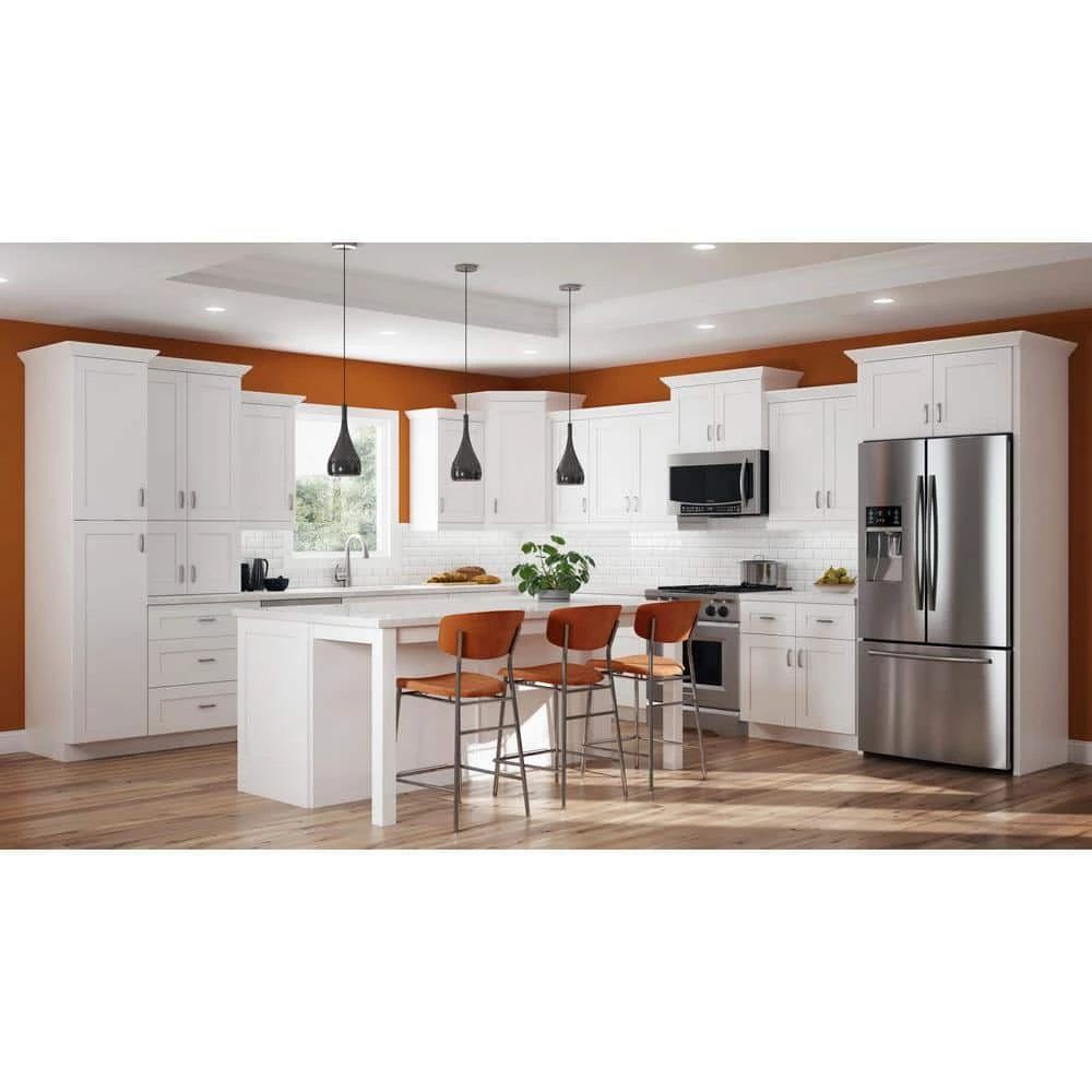 Home Decorators Collection Vesper White Shaker Assembled Plywood Stock Matching Kitchen Cabinet Toe Kick 96 in. x 4.5 in. x 0.125 in. 9 Home Decorators Collection Vesper White Shaker Assembled Plywood Stock Matching Kitchen Cabinet Toe Kick 96 in. x 4.5 in. x 0.125 in. - Image 7