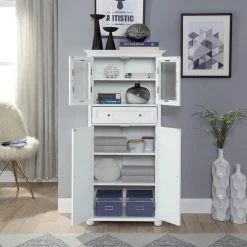 Home Decorators Collection Hampton Harbor 25 in. W x 14 in. D x 52-1/2 in. H Linen Cabinet with Drawer in White -Home Decorators Soldes white home decorators collection linen cabinets bf 22673 wh 4f 1000