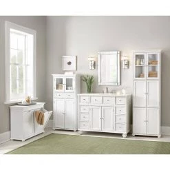 Home Decorators Collection Hampton Harbor 25 in. W x 14 in. D x 52-1/2 in. H Linen Cabinet with Drawer in White -Home Decorators Soldes white home decorators collection linen cabinets bf 22673 wh fa 1000
