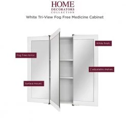 Home Decorators Collection 30 in. W x 29 in. H Fog Free Framed Surface-Mount Tri-View Bathroom Medicine Cabinet in White with Mirror -Home Decorators Soldes white home decorators collection medicine cabinets with mirrors 45393 1d 1000