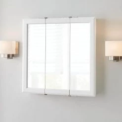 Home Decorators Collection 24-3/16 in. W x 24-3/16 in. H Fog Free Framed Surface-Mount Tri-View Bathroom Medicine Cabinet in White -Home Decorators Soldes white home decorators collection medicine cabinets with mirrors 45394 31 1000