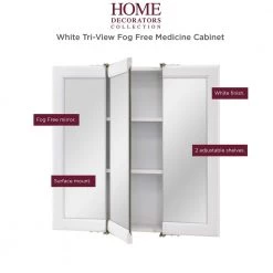 Home Decorators Collection 24-3/16 in. W x 24-3/16 in. H Fog Free Framed Surface-Mount Tri-View Bathroom Medicine Cabinet in White -Home Decorators Soldes white home decorators collection medicine cabinets with mirrors 45394 40 1000