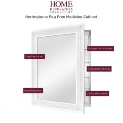 Home Decorators Collection 24 in. x 30 in. Fog Free Recessed or Surface Mount Herringbone Medicine Cabinet with Mirror -Home Decorators Soldes white home decorators collection medicine cabinets with mirrors 83011 1f 1000