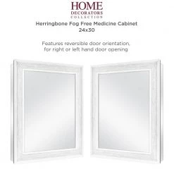 Home Decorators Collection 24 in. x 30 in. Fog Free Recessed or Surface Mount Herringbone Medicine Cabinet with Mirror -Home Decorators Soldes white home decorators collection medicine cabinets with mirrors 83011 44 1000