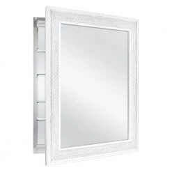 Home Decorators Collection 24 in. x 30 in. Fog Free Recessed or Surface Mount Herringbone Medicine Cabinet with Mirror -Home Decorators Soldes white home decorators collection medicine cabinets with mirrors 83011 c3 1000