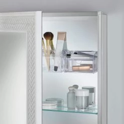 Home Decorators Collection 24 in. x 30 in. Fog Free Recessed or Surface Mount Herringbone Medicine Cabinet with Mirror -Home Decorators Soldes white home decorators collection medicine cabinets with mirrors 83011 fa 1000