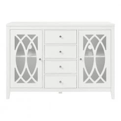 Home Decorators Collection Cliffmore White Glass Door Buffet with Elliptical Pattern