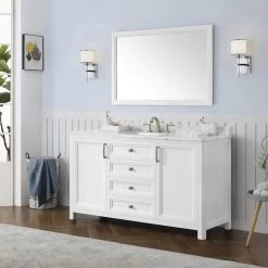 Home Decorators Collection Sandon 46.00 in. W x 30.00 in. H Framed Rectangular Bathroom Vanity Mirror in White -Home Decorators Soldes white home decorators collection vanity mirrors sandon mr w 44 1000