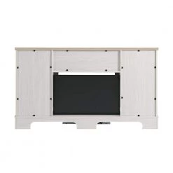 Home Decorators Collection Bramble 63 in. Freestanding Electric Fireplace TV Stand w/ Sliding Mesh Barn Door in White w/ Washed Blonde Walnut Top -Home Decorators Soldes white walnut with blonde walnut home decorators collection freestanding electric fireplaces 1361fm 26 352 44 1000