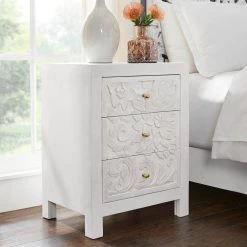 Home Decorators Collection Nadia Carved 3-Drawer Whitewash Nightstand (30 in. H x 23 in. W x 17 in. D) -Home Decorators Soldes whitewash home decorators collection nightstands cac 20 015 40 1000