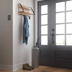 Home Decorators Collection 24 in. Wood Double-Shelf with Hooks -Home Decorators Soldes wood home decorators collection hooks r43575h 645 r a0 1000