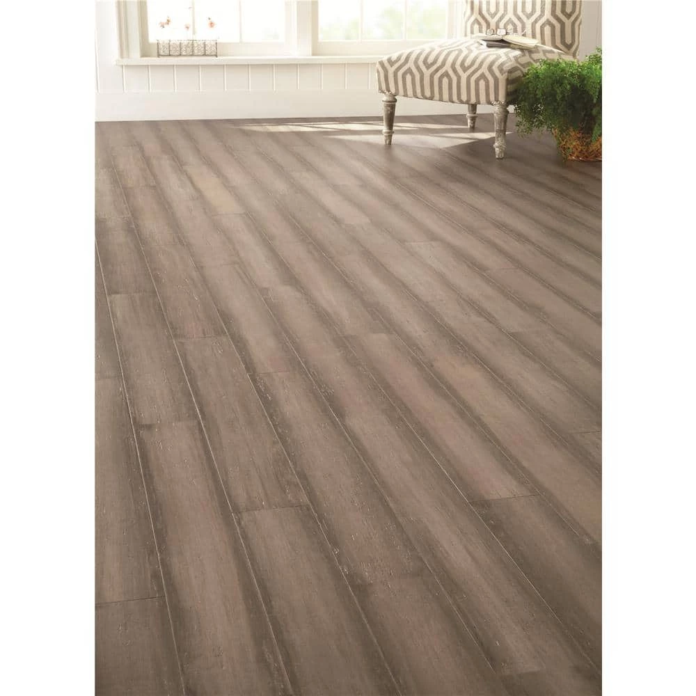 Home Decorators Collection Hand Scraped Strand Woven Light Taupe 3/8 in. T x 5-1/8 in. W x 36 in. L Engineered Click Bamboo Flooring 6 Home Decorators Collection Hand Scraped Strand Woven Light Taupe 3/8 in. T x 5-1/8 in. W x 36 in. L Engineered Click Bamboo Flooring - Image 4