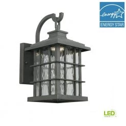 Home Decorators Collection Summit Ridge Collection Zinc Outdoor Integrated LED Dusk-to-Dawn Wall Lantern Sconce -Home Decorators Soldes zinc home decorators collection outdoor sconces cqh1691l 5 77 1000